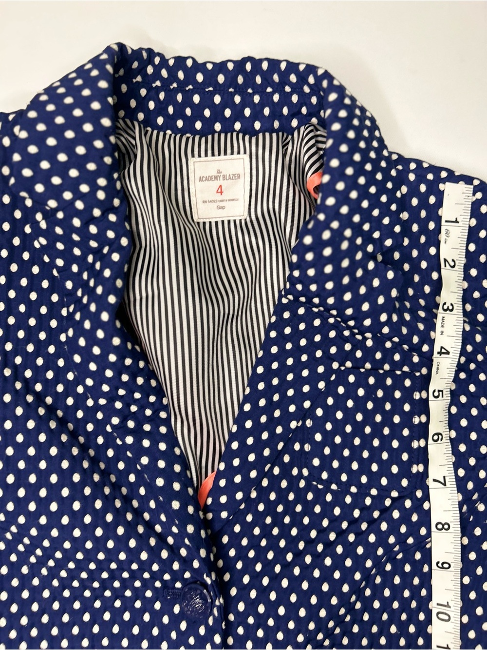 Gap "The Academy" blazer in navy with a white polka dot pattern size 4 - Picture 9 of 11
